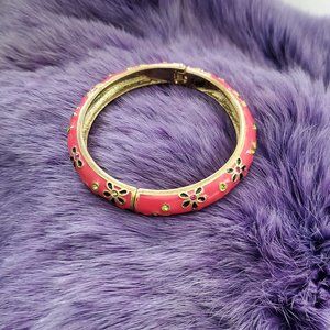 Betsey Johnson Hinged Flower Bangle Bracelet